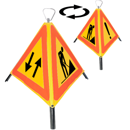 Indicator rutier pliabil Nereflectorizant cu 3 fete, L=600mm, Clasa R(0), A27, U10, U11.